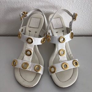 Tory Burch white platform heeled sandals